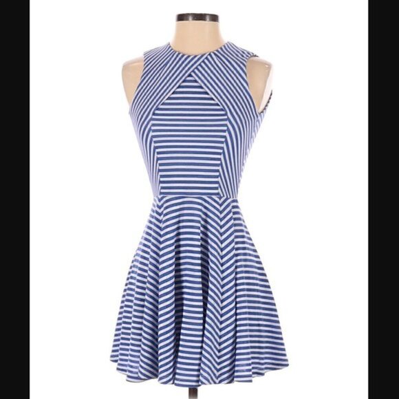 Opening Ceremony Dress XS Seam Cross Panel Tencel Back Cut Out Blue New York - Picture 8 of 13